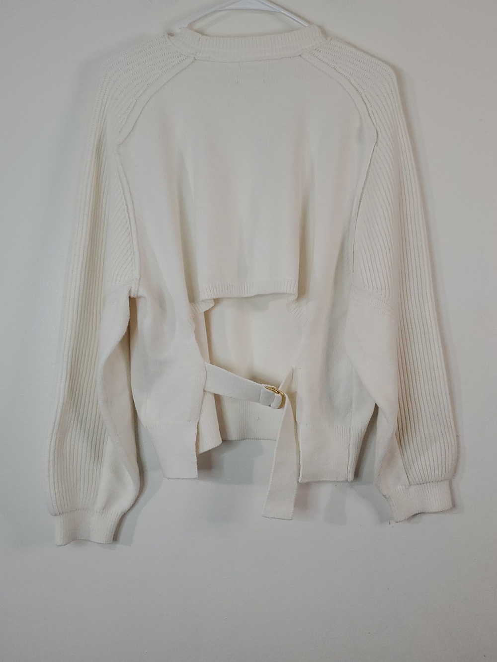 Anthropologie Pilcro Buckled Open Back Sweater Size Large Ivory Soft Girl - Picture 8 of 12